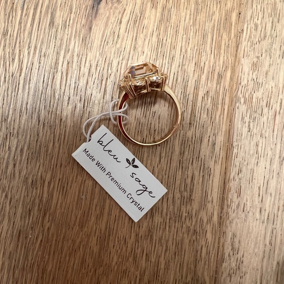 Bleu Sage 14k gold plated sterling silver crystal ring NWT - Picture 4 of 5